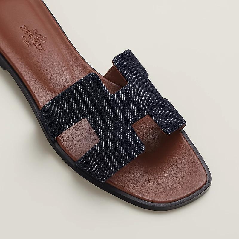 Giày Hermes Oran Sandal Nữ Xanh Dương Đen